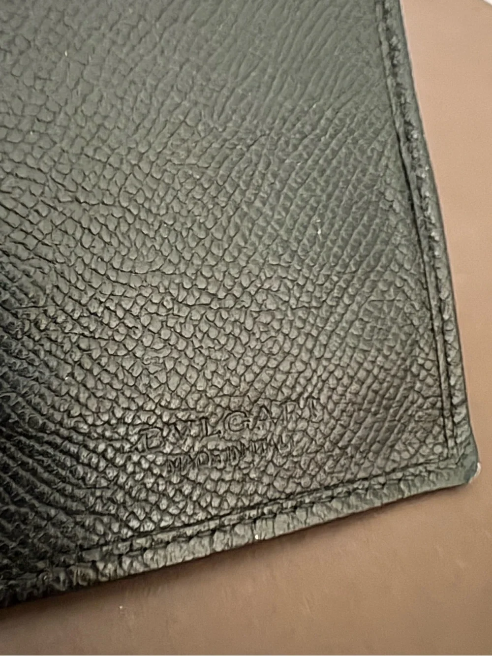 Bulgari black yen leather Bifold Wallet